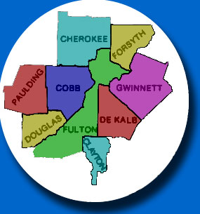 map of seven-county metro Atlanta area that Raipid Electronics repair services