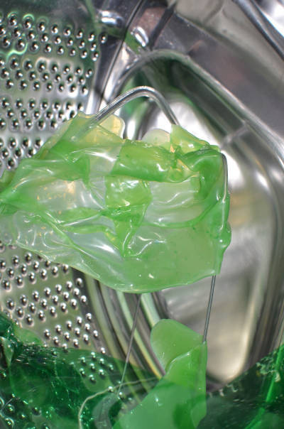 melted green plastic in clothes dryer